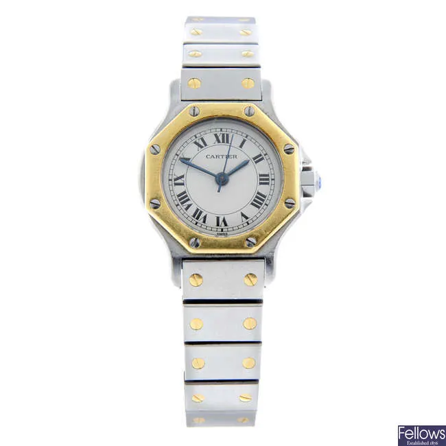 Cartier Santos Octagon 24mm Yellow gold and Stainless steel White