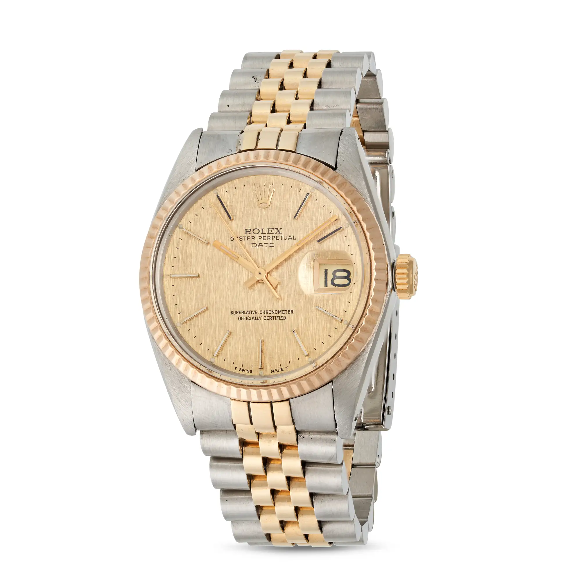 Rolex Oyster Perpetual Date 1500 34mm Yellow gold and stainless steel Champagne