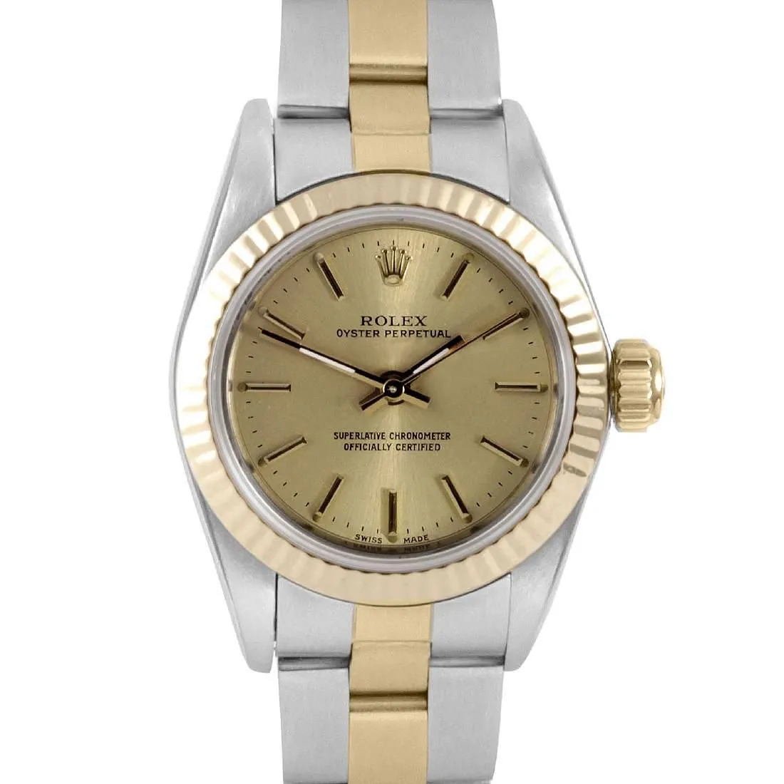 Rolex Oyster Perpetual 67193 Yellow gold and Stainless steel Champagne