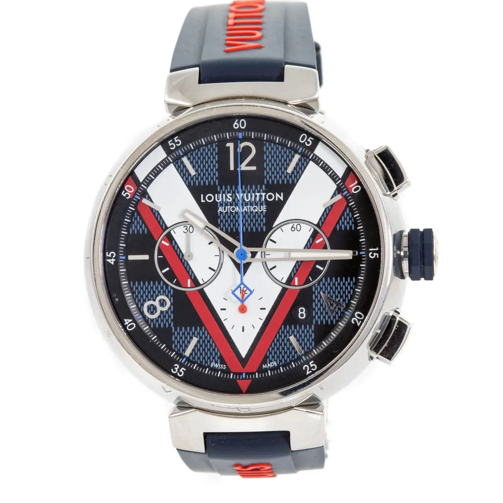 Louis Vuitton Tambour QA076 46mm Stainless steel Blue