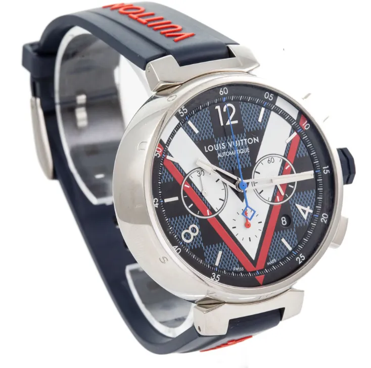 Louis Vuitton Tambour QA076 46mm Stainless steel Blue 2