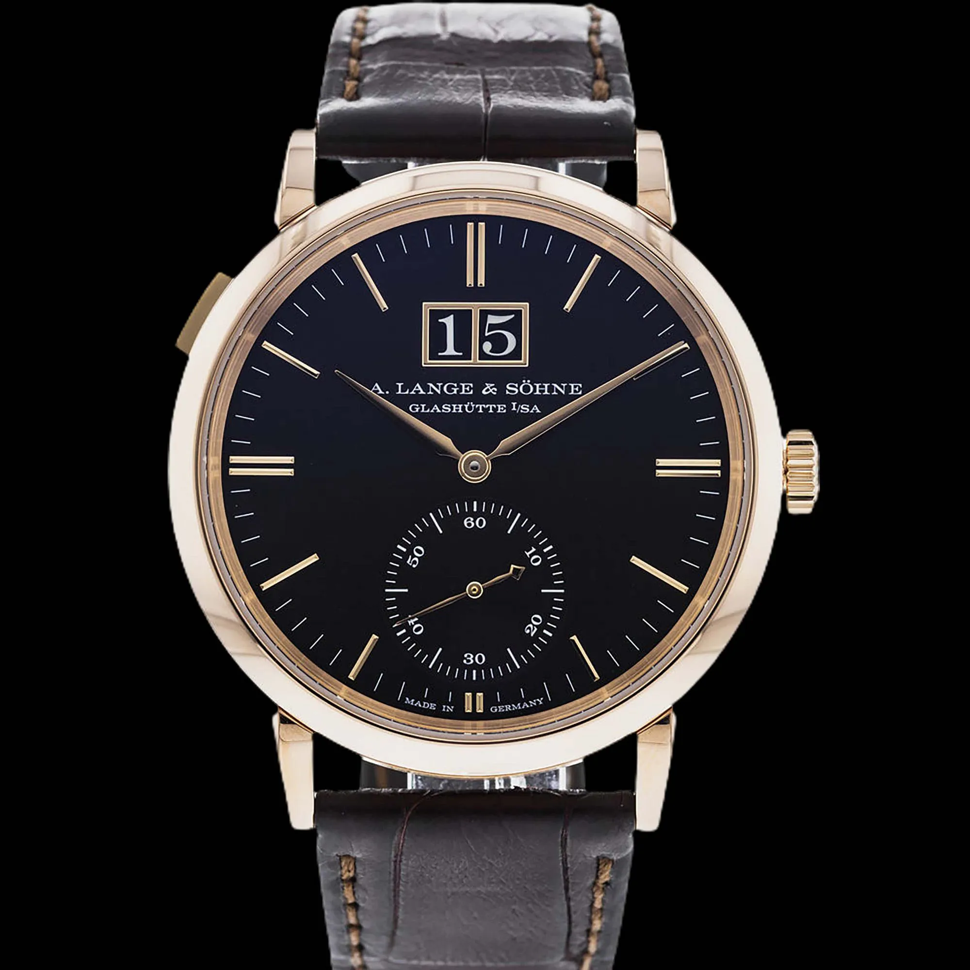 A. Lange & Söhne Saxonia 38.5mm Rose gold Black