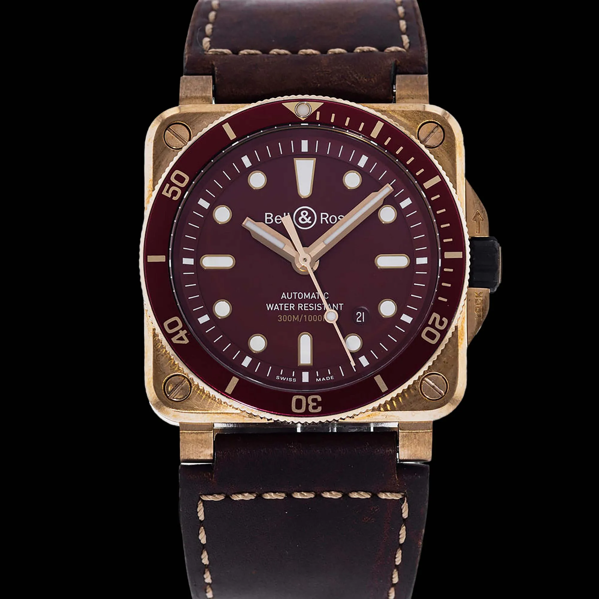 Bell & Ross BR03-92 42mm Bronze and Stainless steel Burgundy