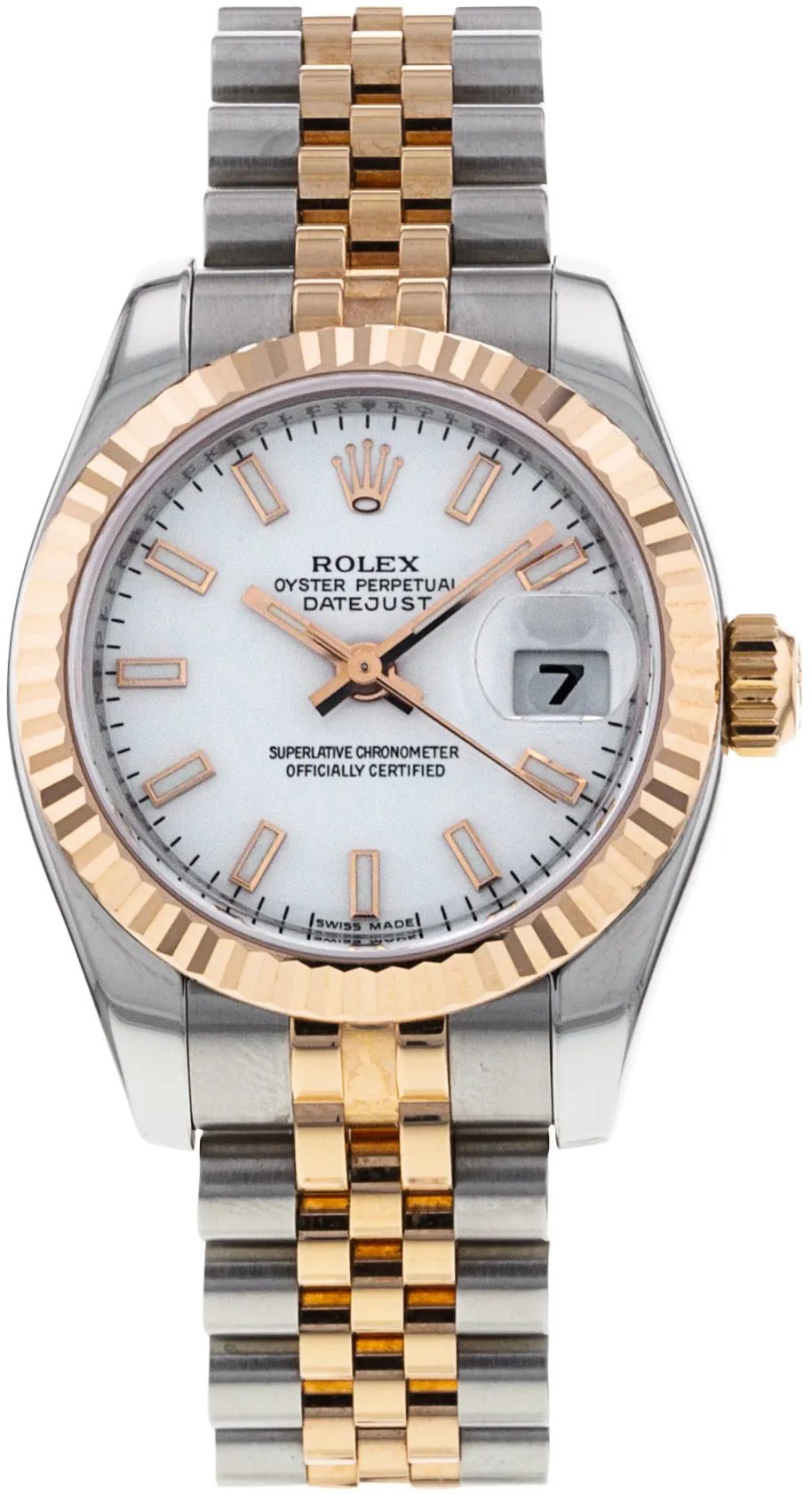 Rolex Lady-Datejust 179171 26mm Rose gold and Stainless steel White Baton