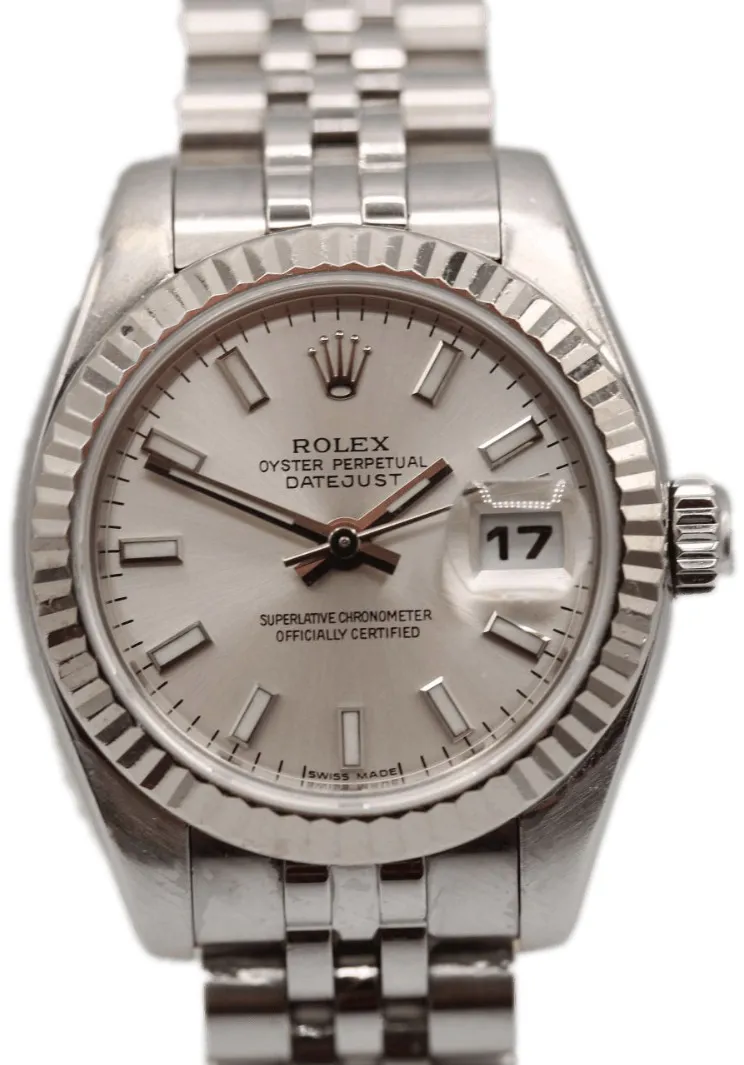 Rolex Lady-Datejust 179174 26mm White gold and Stainless steel Silver Baton