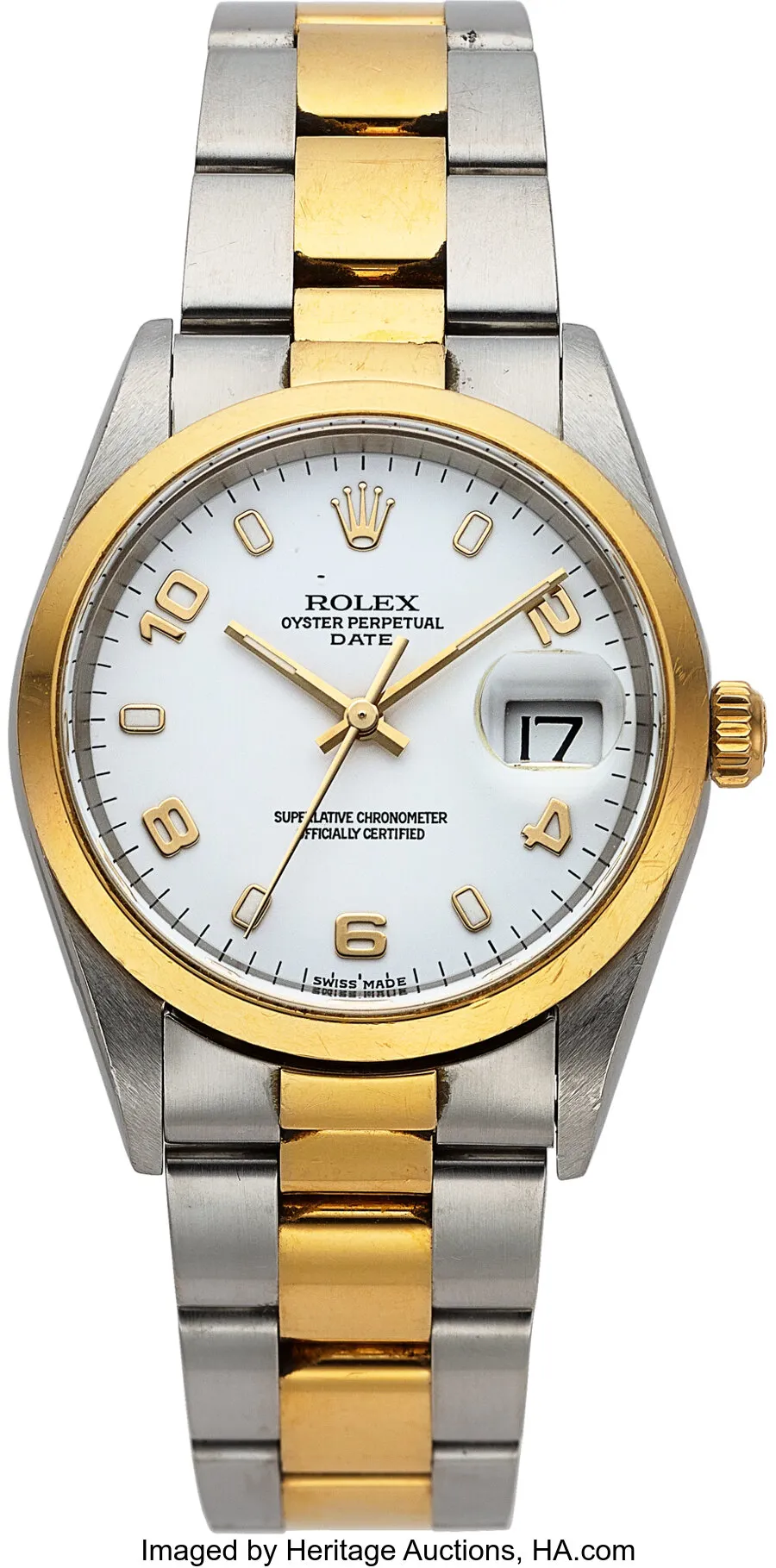 Rolex Oyster Perpetual Date 15203 34mm Yellow gold and Stainless steel White