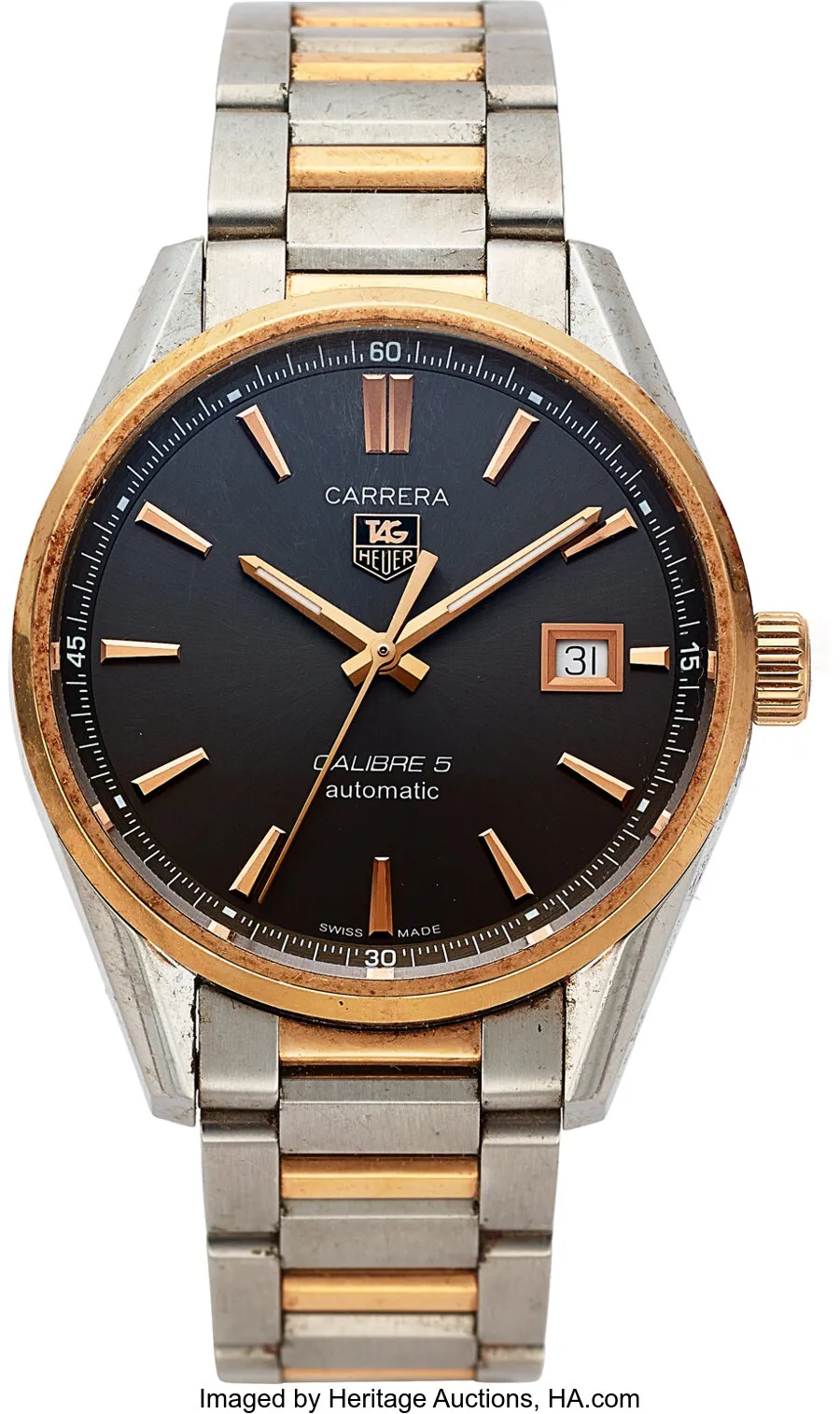 TAG Heuer Carrera 39mm Rose gold and Stainless steel Gray