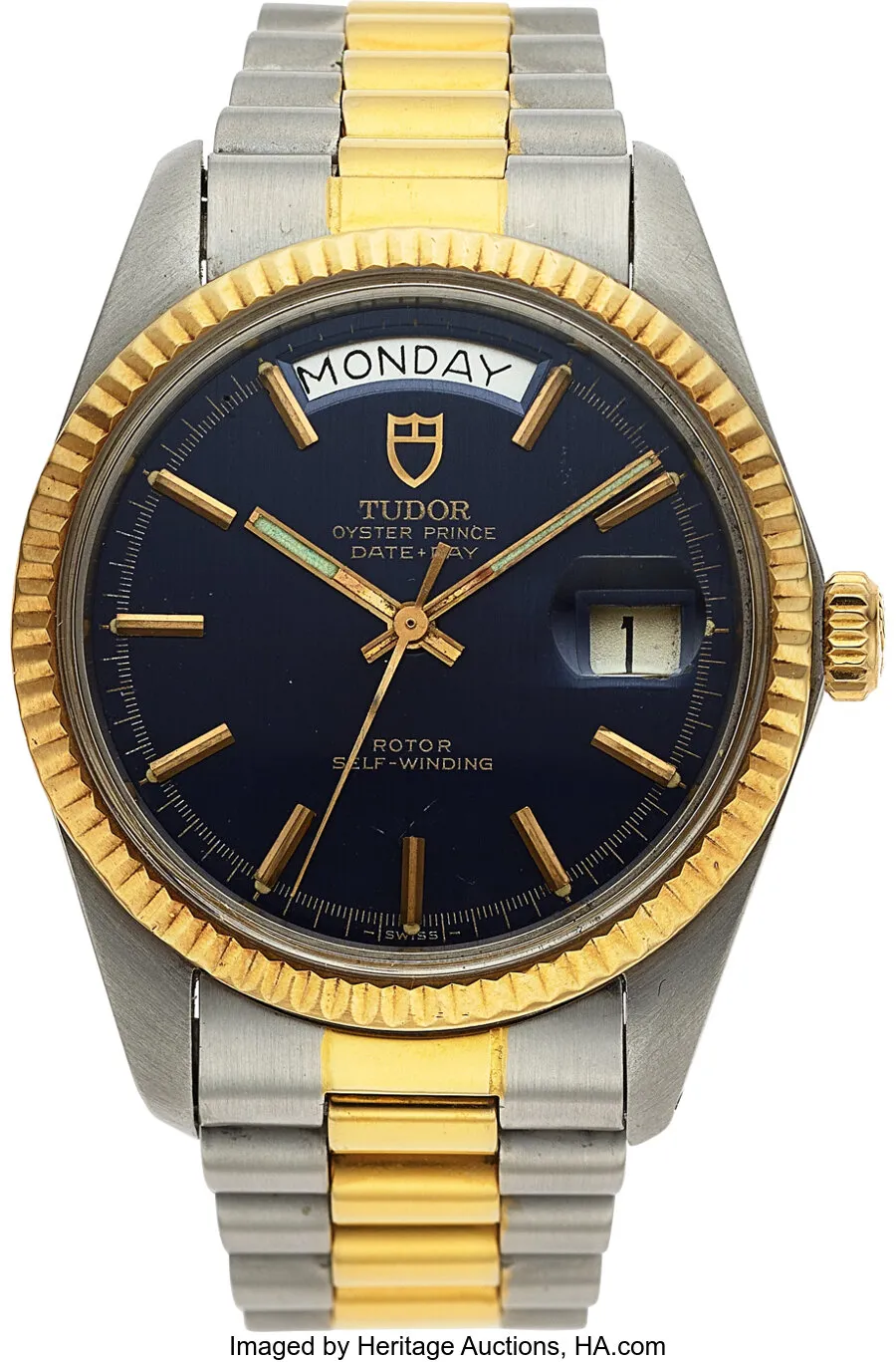 Tudor Day-Date 7019/3 38mm Yellow gold and Stainless steel Black