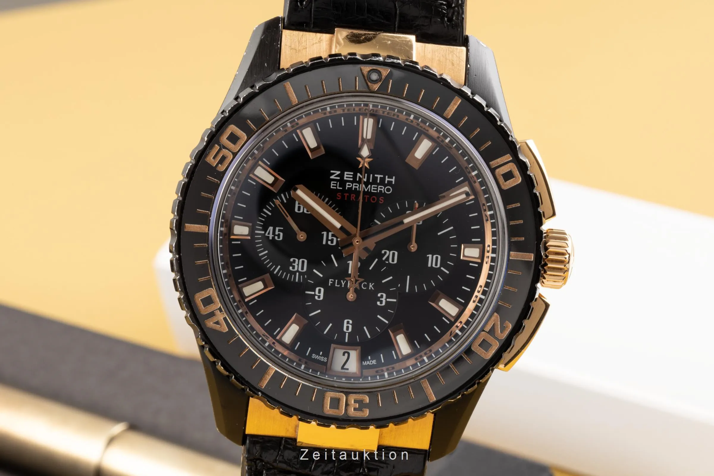 Zenith El Primero Stratos Flyback 85.2060.405/23.C714 45.5mm Yellow gold and Stainless steel Black