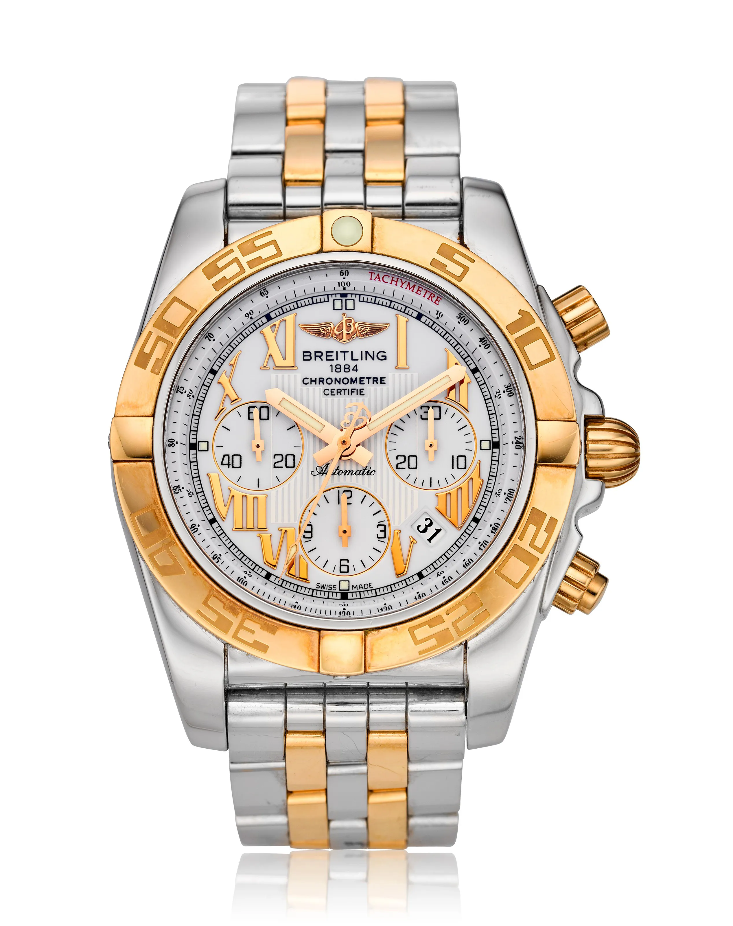 Breitling Chronomat CB011012/A692 44mm Yellow gold and Stainless steel White