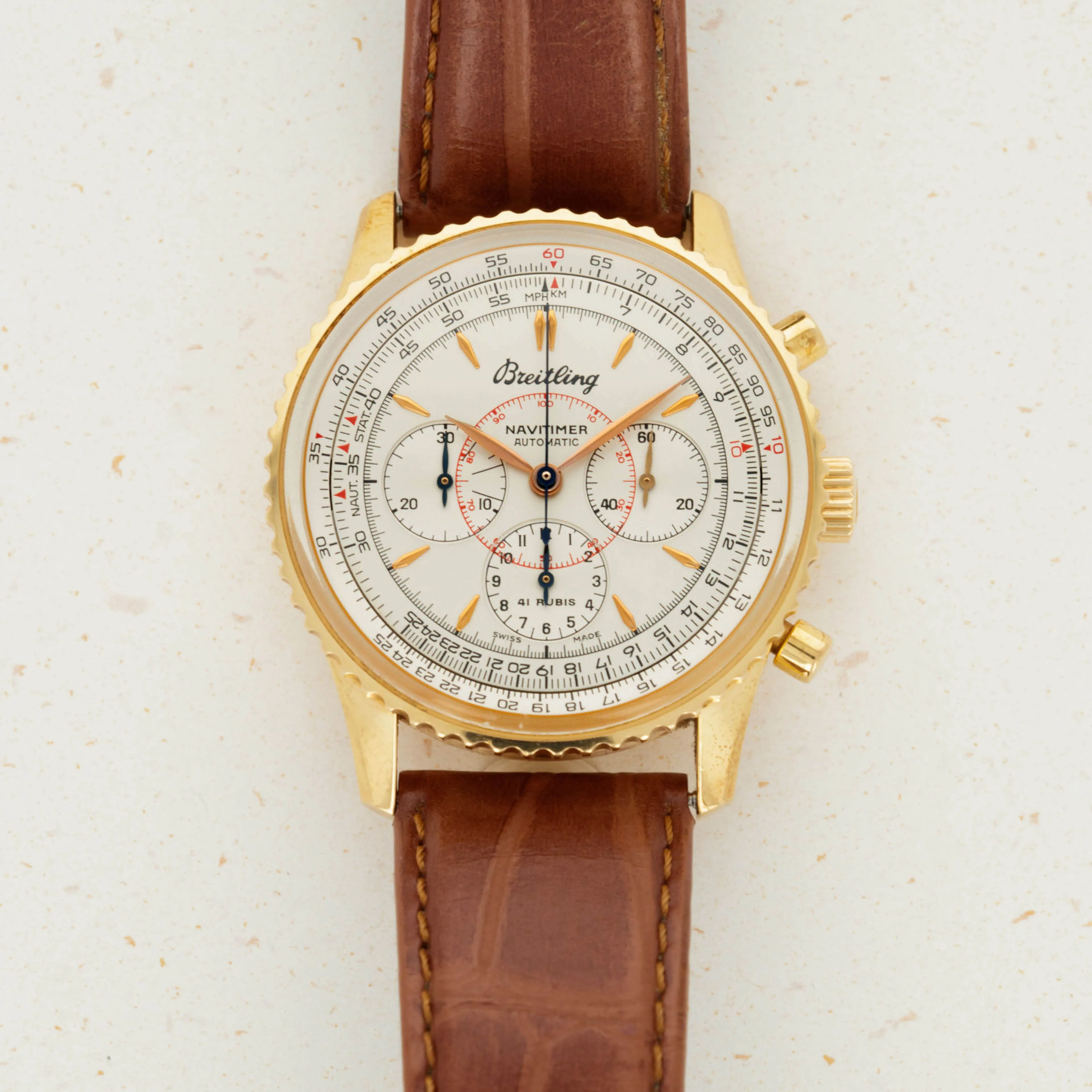 Breitling Navitimer Montbrillant H30030.1 38mm Yellow gold Silver