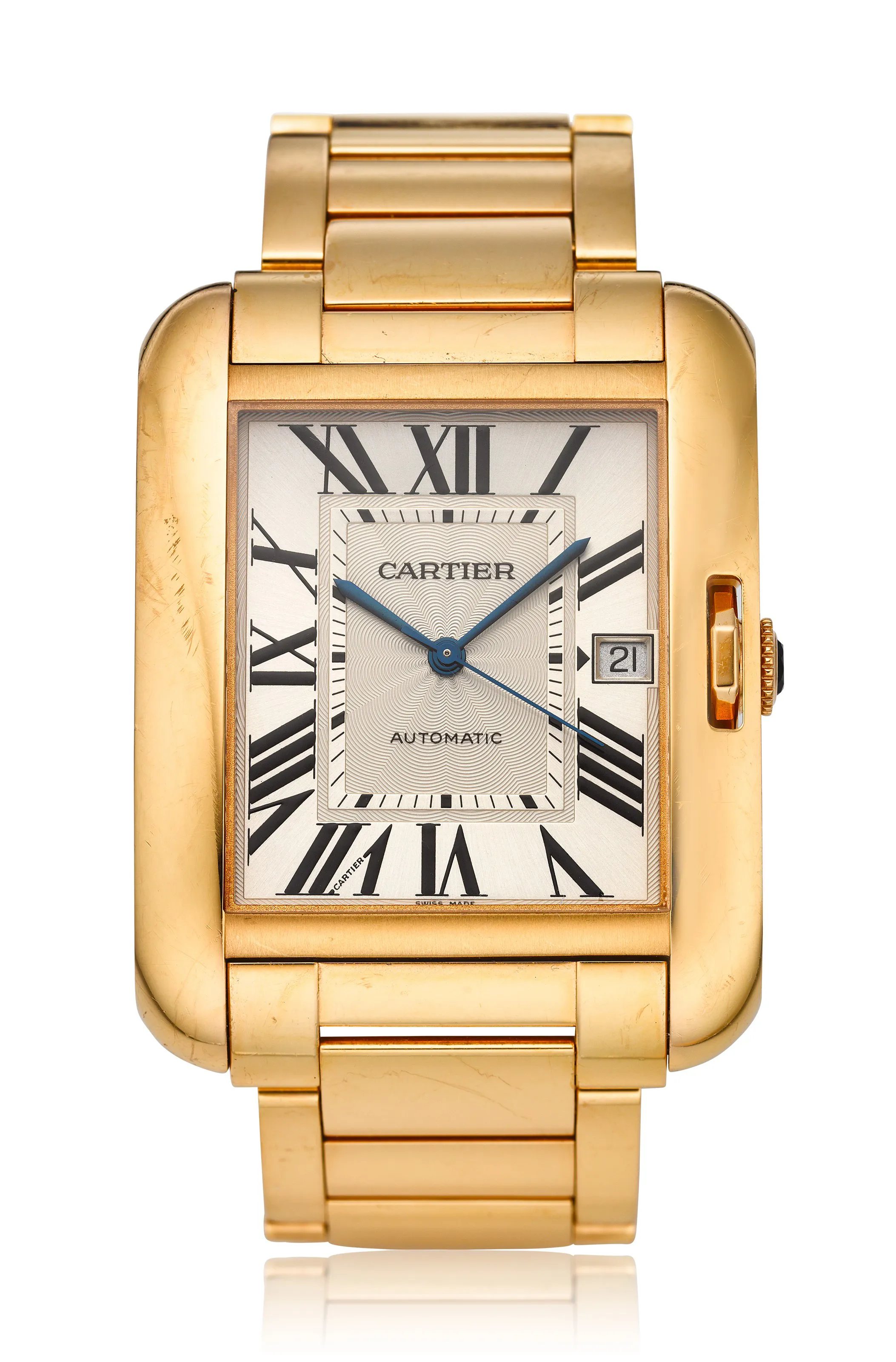 Cartier Tank Anglaise 3504 47mm Rose gold Silvered guilloche