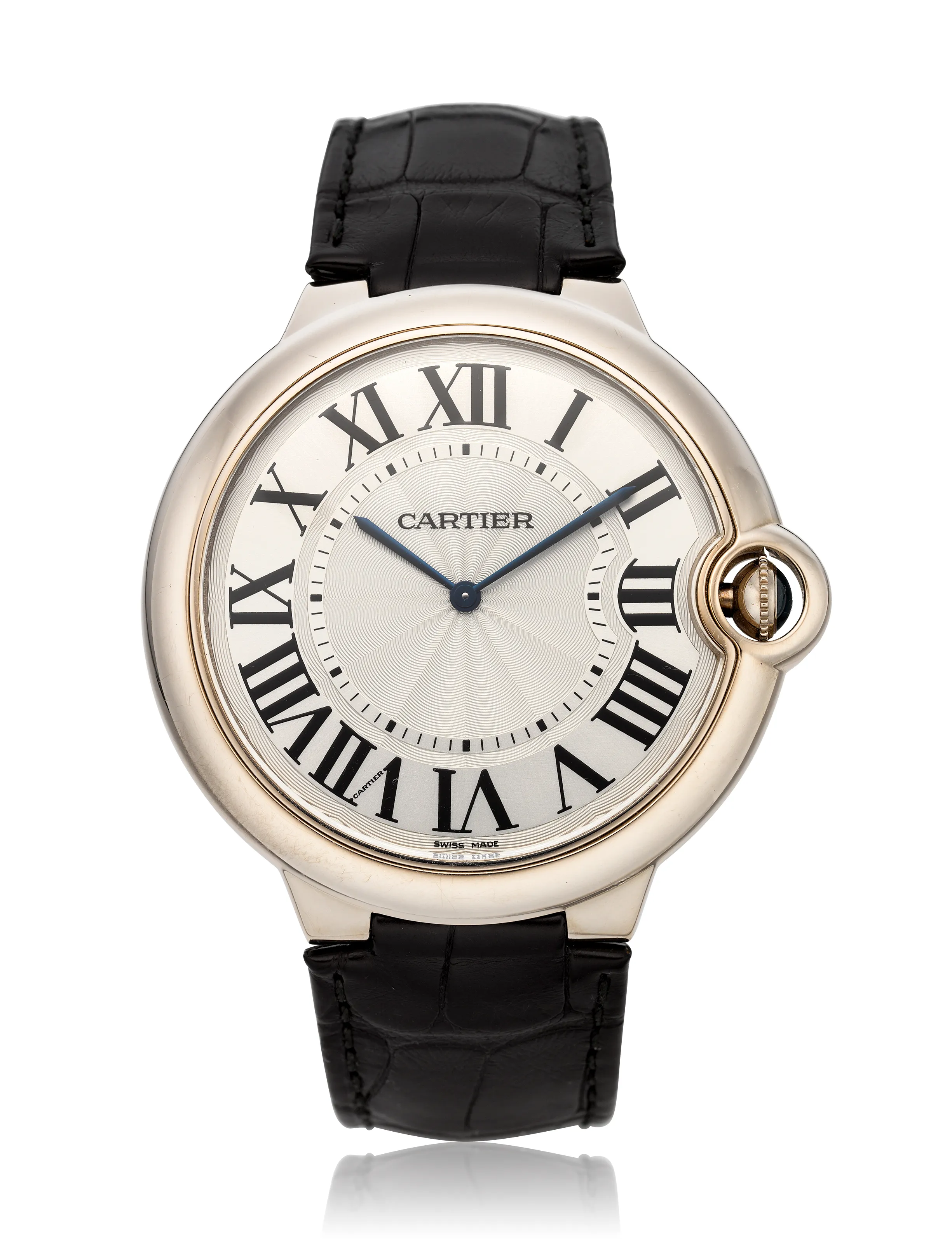 Cartier Ballon Bleu 3375 46mm White gold Silvered guilloche