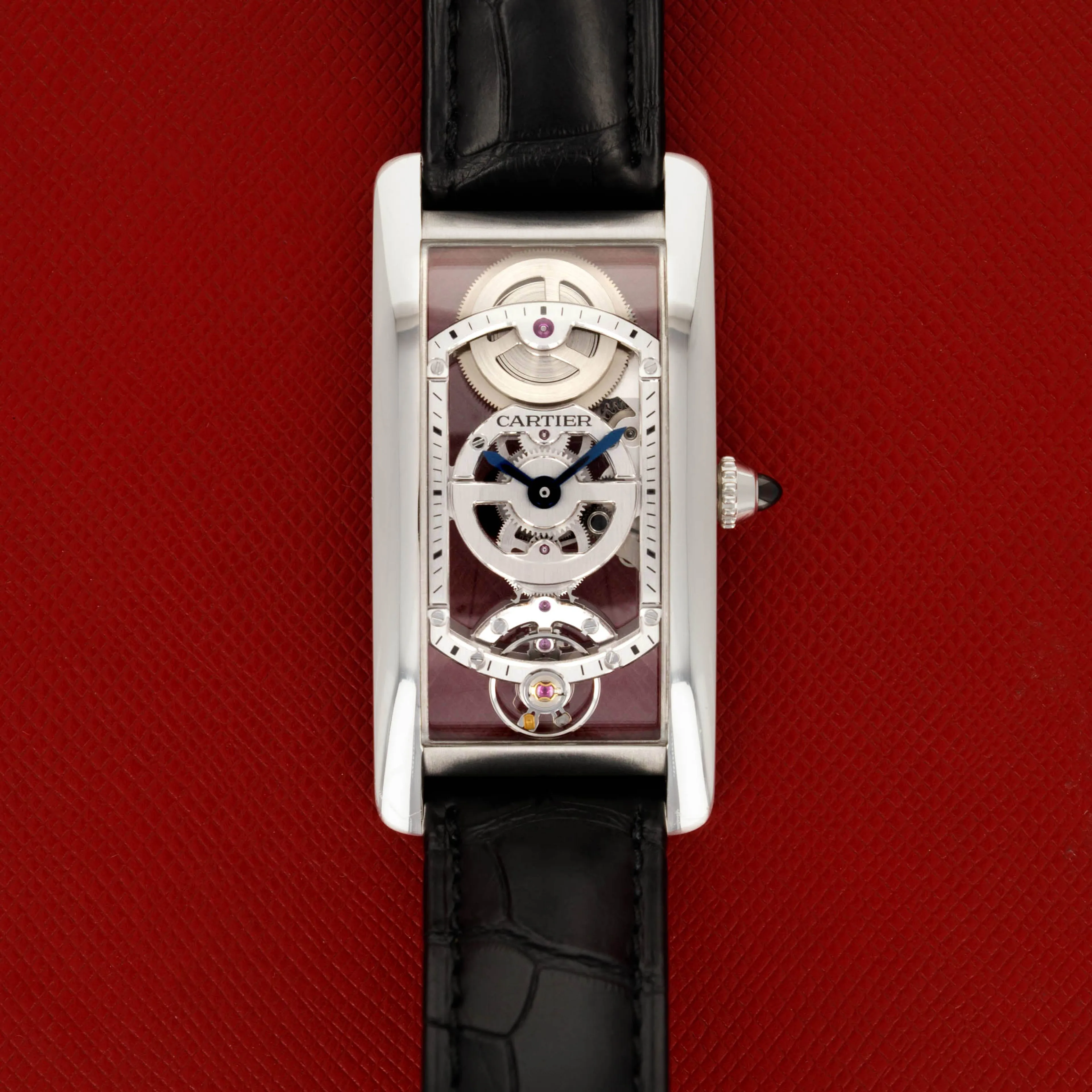 Cartier Tank Cintrée WHTA0009 23mm Platinum Skeletonized