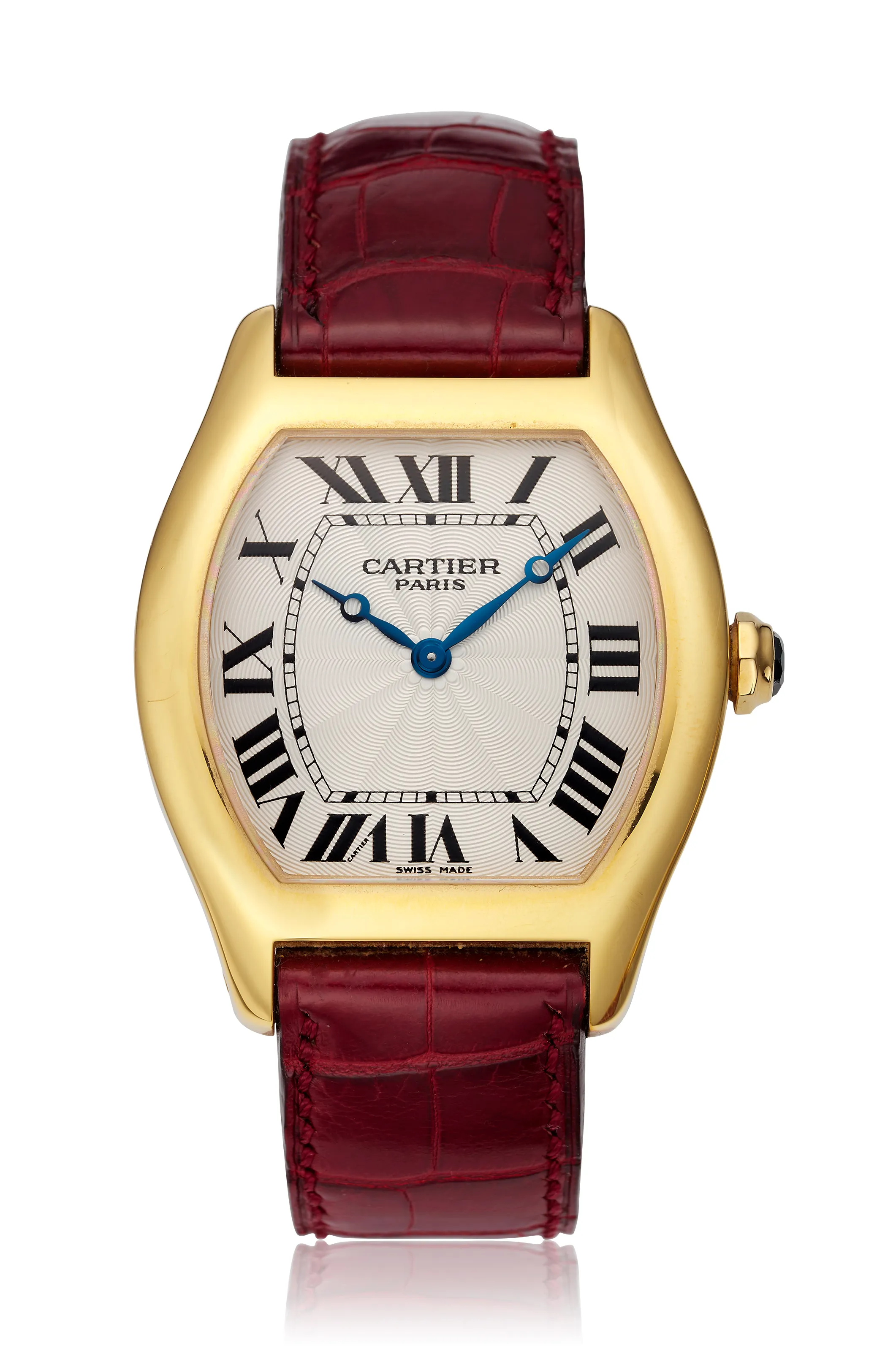 Cartier Tortue 2496C 43mm Yellow gold Silvered guilloche