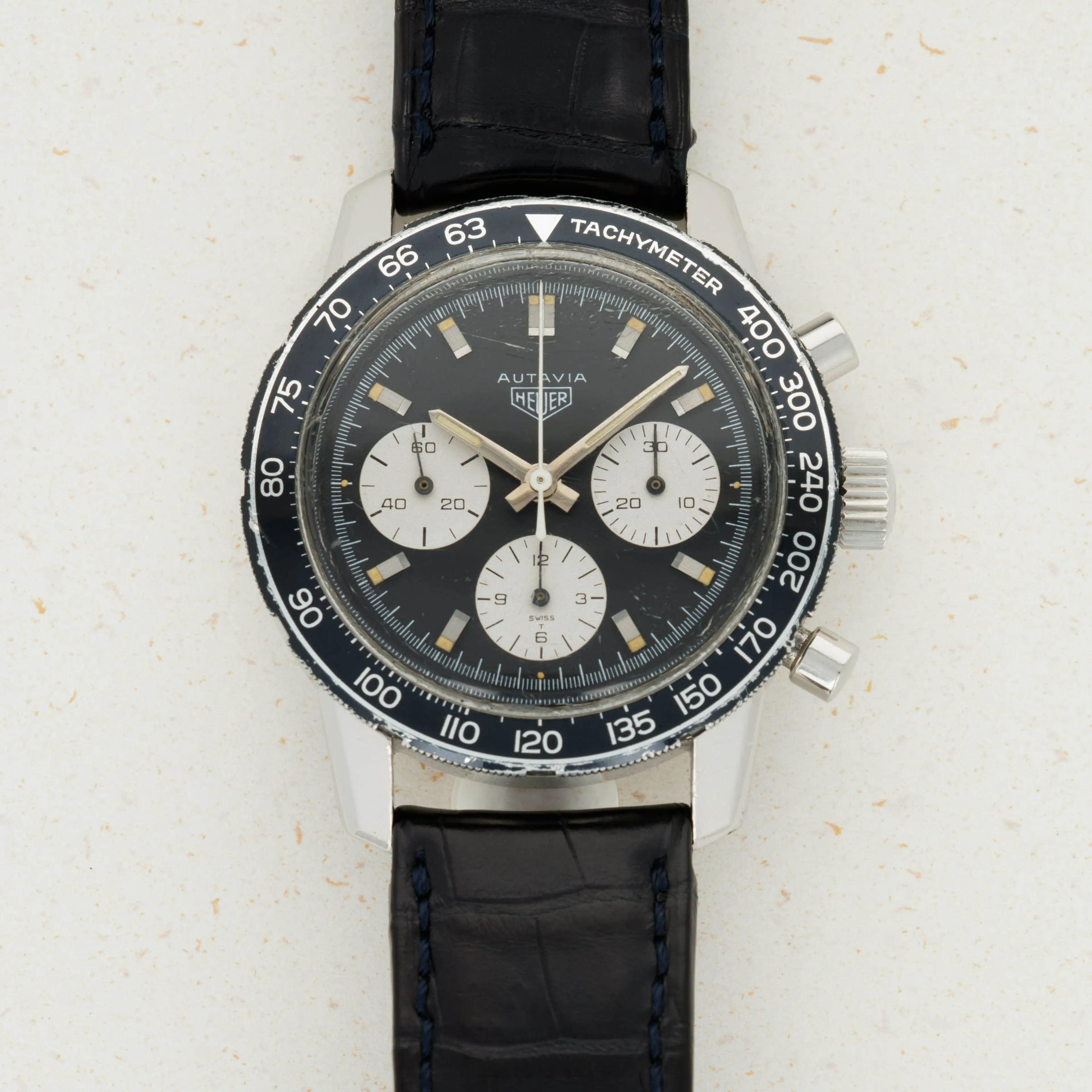 Heuer Autavia 2446C 40mm Stainless steel Black