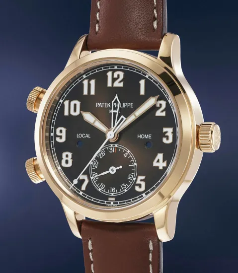 Patek Philippe Calatrava Pilot Travel Time 7234R 37.5mm Rose gold Brown