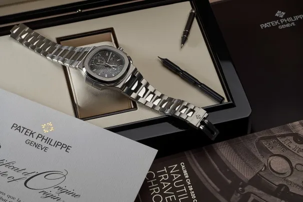 Patek Philippe Nautilus Travel Time Chronogra 5990A 42mm Stainless steel Silver to chocolate 1