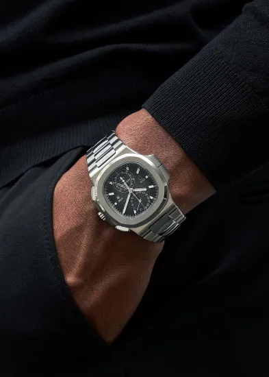 Patek Philippe Nautilus Travel Time Chronogra 5990A 42mm Stainless steel Silver to chocolate 5