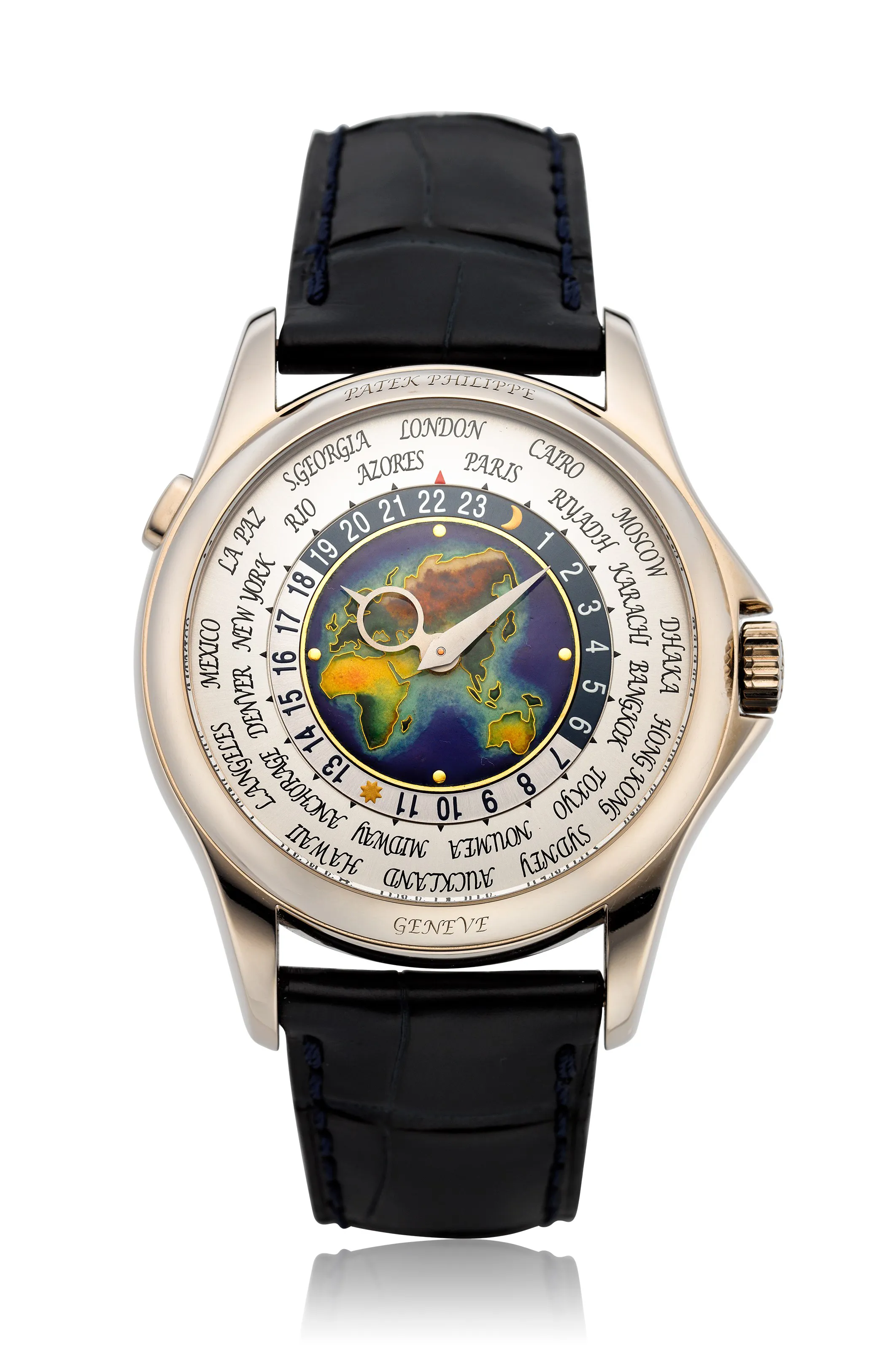 Patek Philippe World Time 5131G 39.5mm White gold Silvered enamel