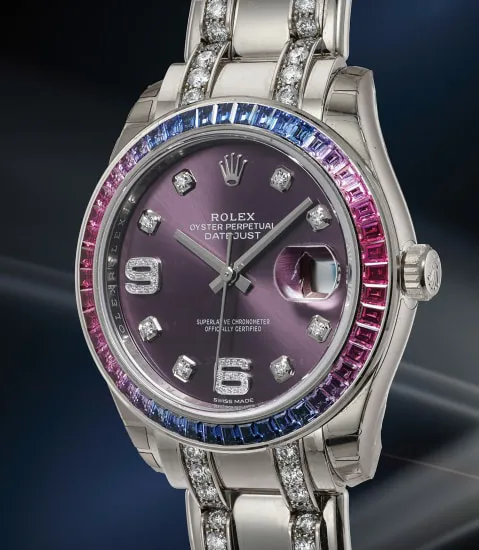 Rolex Pearlmaster 86349SAFUBL 39mm White gold and Diamond and Sapphire Purple