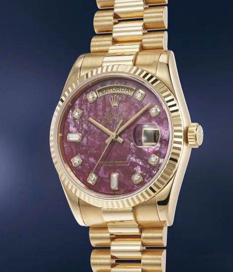 Rolex Day-Date 36 118238 36mm Yellow gold and Diamond Grossular garnet rubellite