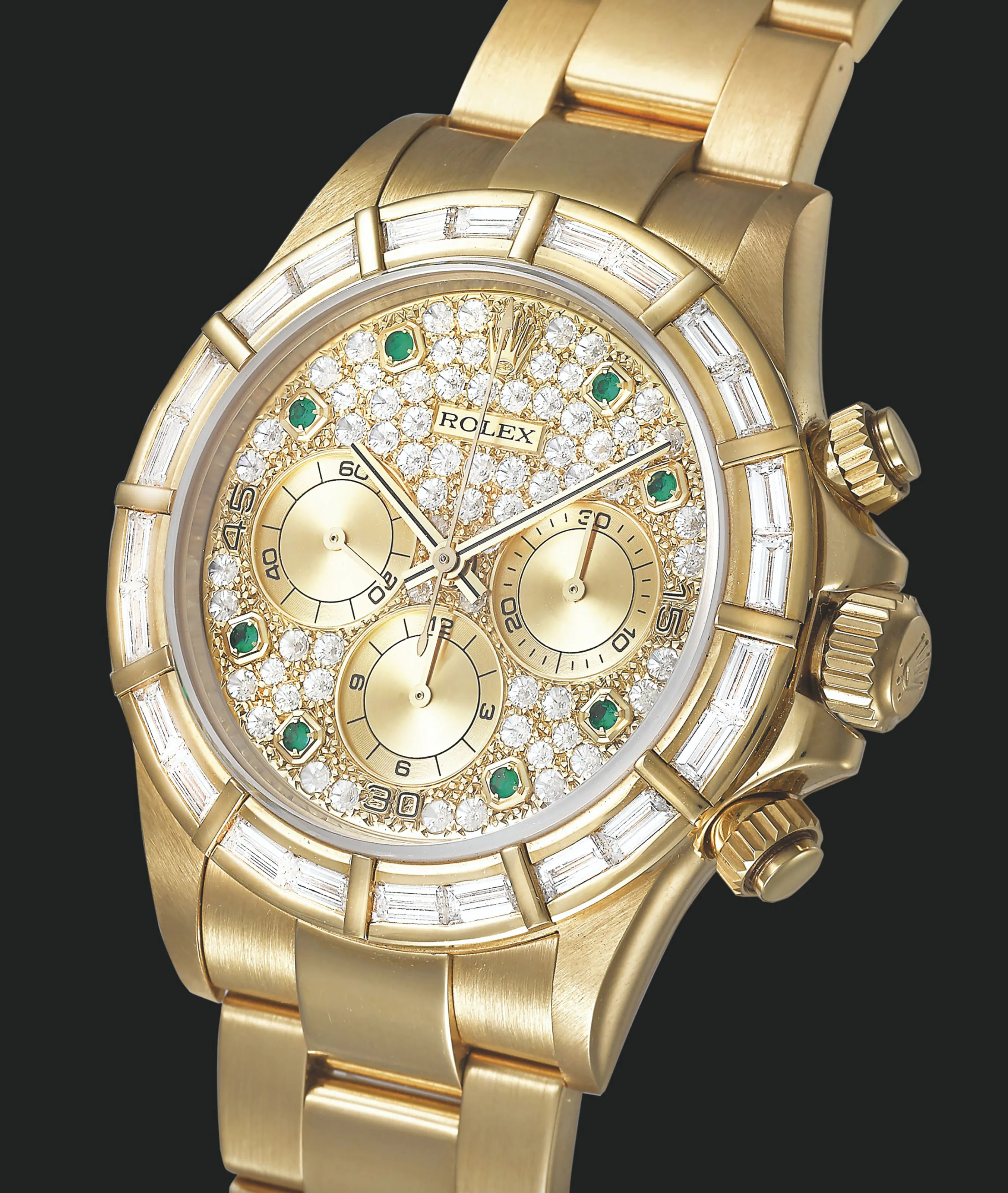 Rolex Daytona 16568 40mm Yellow gold and Diamond Pavé-set diamond and emerald-set