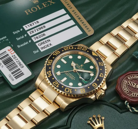 Rolex GMT-Master II 116718 40mm Yellow gold Green 2