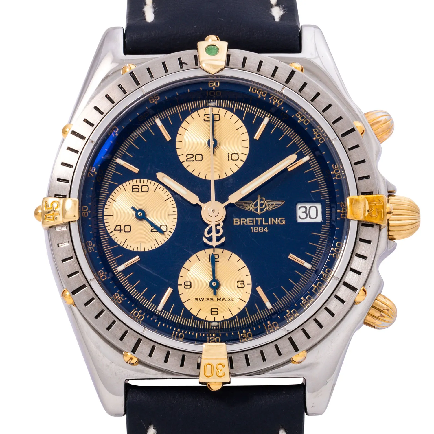 Breitling Chronomat B13048 40mm Yellow gold and stainless steel Blue