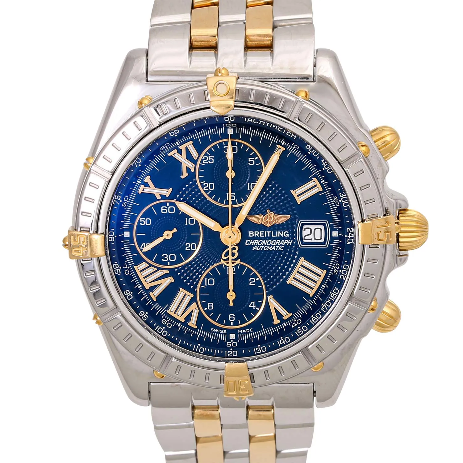 Breitling Crosswind B13055 43mm Yellow gold and stainless steel Blue