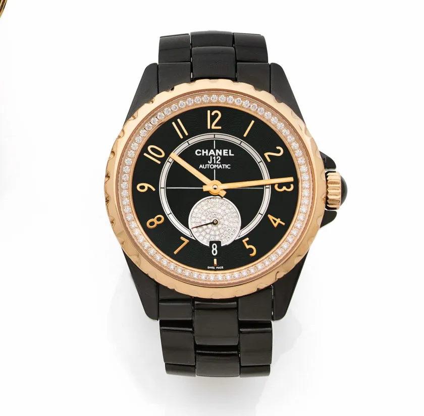 Chanel J12 H3842 37mm Rose gold and Diamond Black