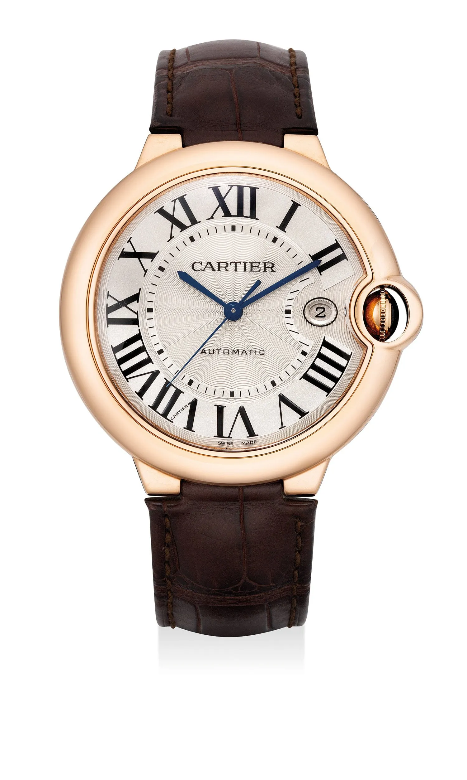 Cartier Ballon Bleu 2999 42mm Rose gold Silvered guilloche