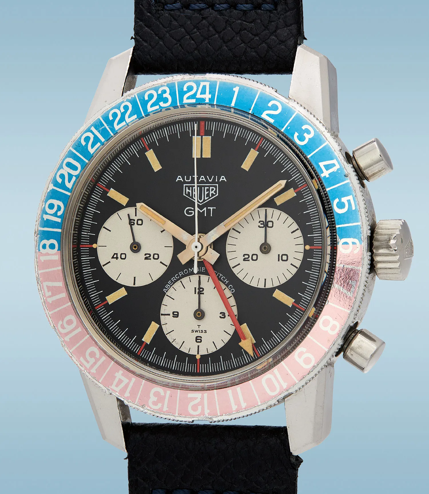 Heuer Autavia GMT 2446C 40mm Stainless steel Black