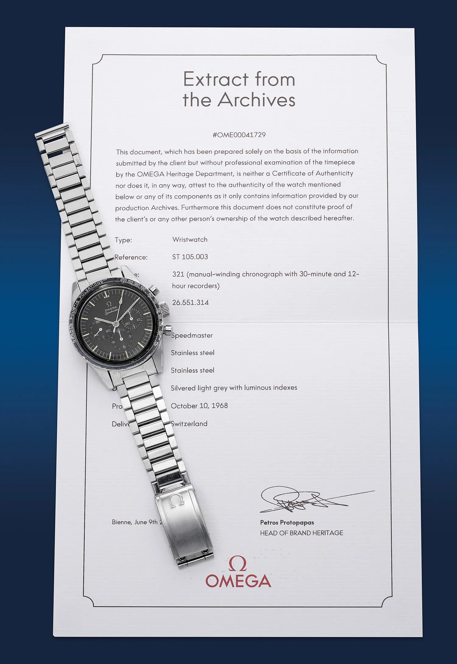 Omega Speedmaster ST 105.003-65 38.2mm Stainless Black 1