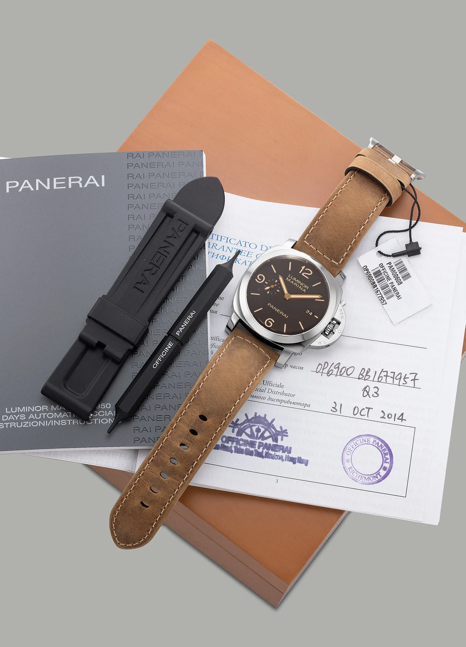 Panerai Luminor 1950 PAM00608 44mm Stainless steel Brown 1