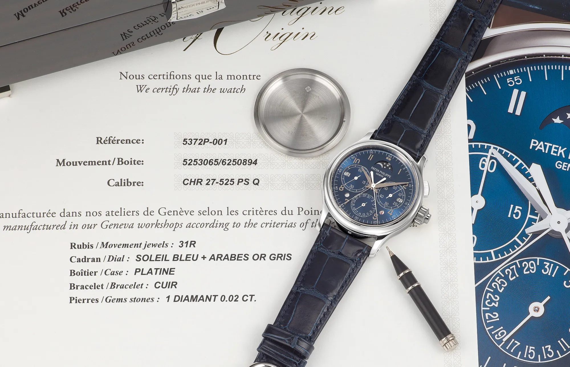 Patek Philippe Perpetual Calendar Split-Seconds Chronograph 5372P-001 38.3mm Platinum Blue 1