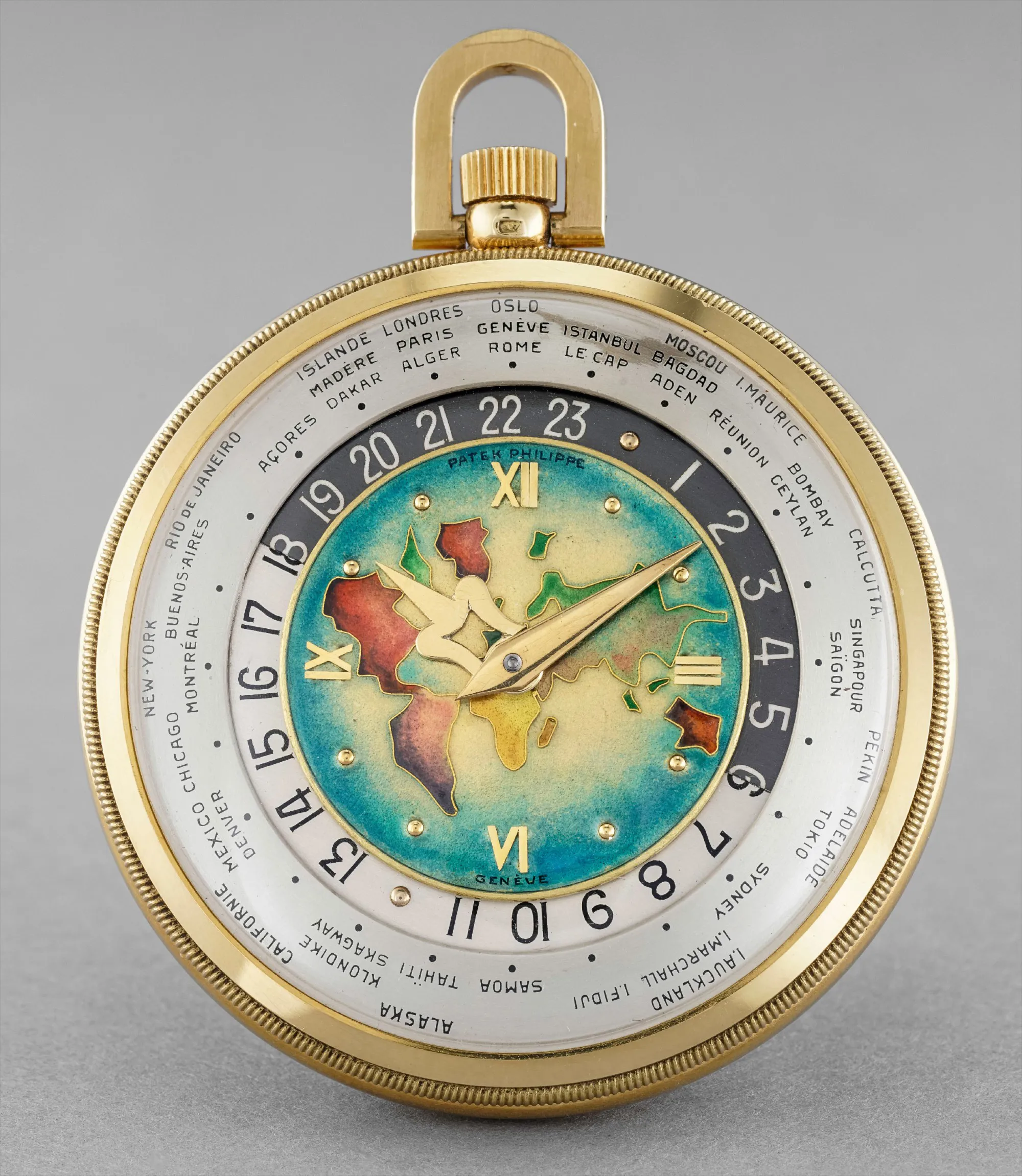 Patek Philippe World Time 605 HU DE 45mm Yellow gold Enamel