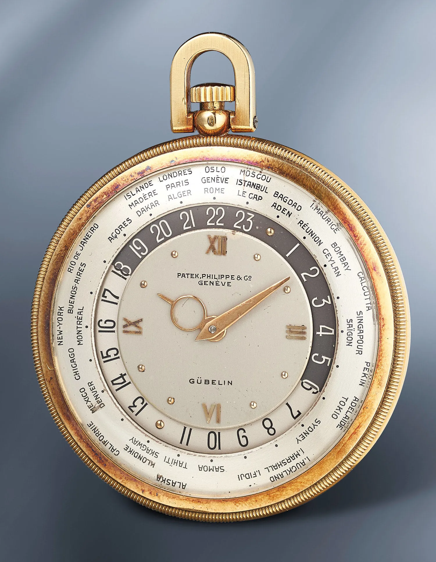 Patek Philippe World Time 605 44.5mm Yellow gold Silvered