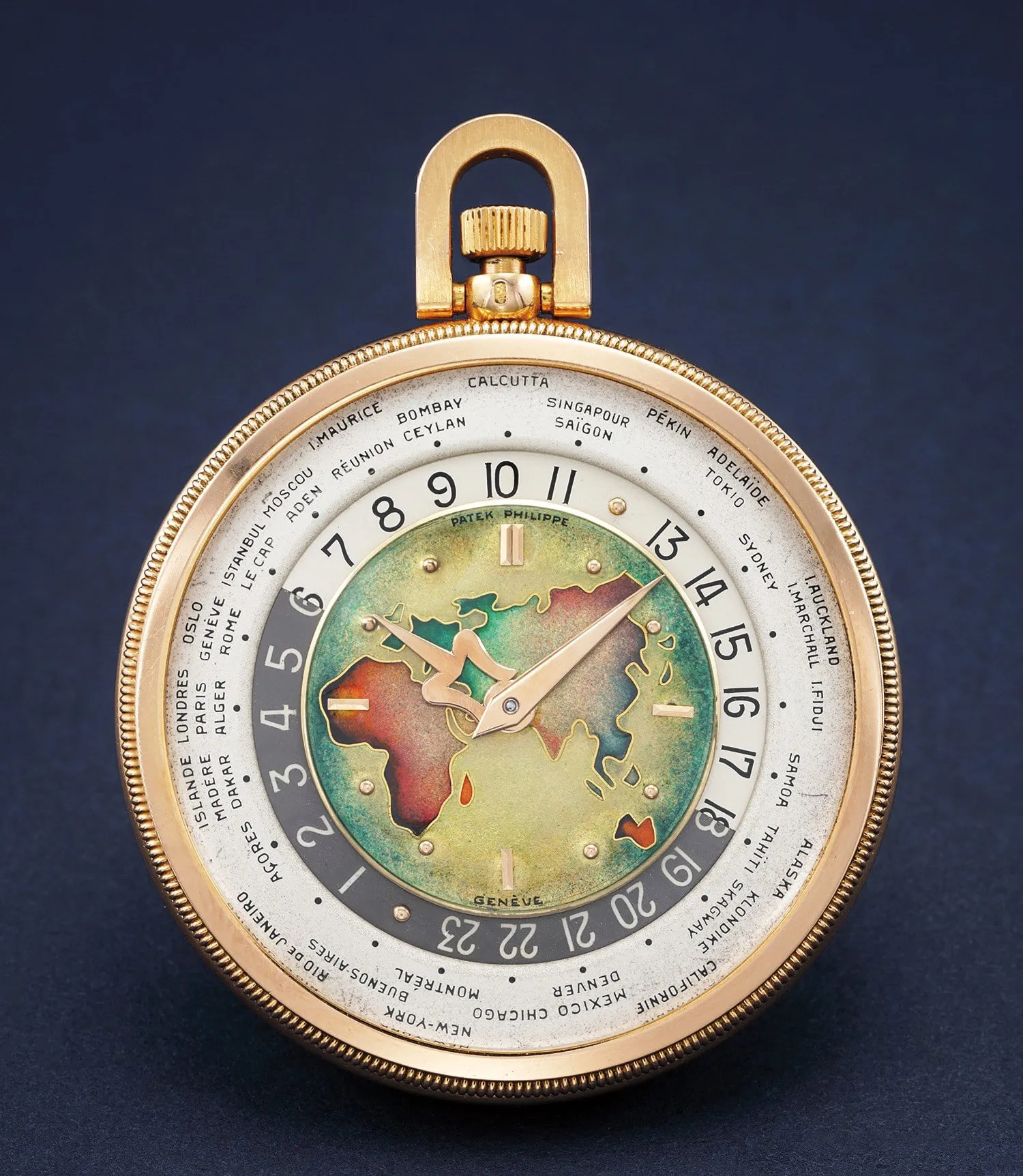 Patek Philippe World Time 605HU 44mm Rose gold Cloisonné enamel