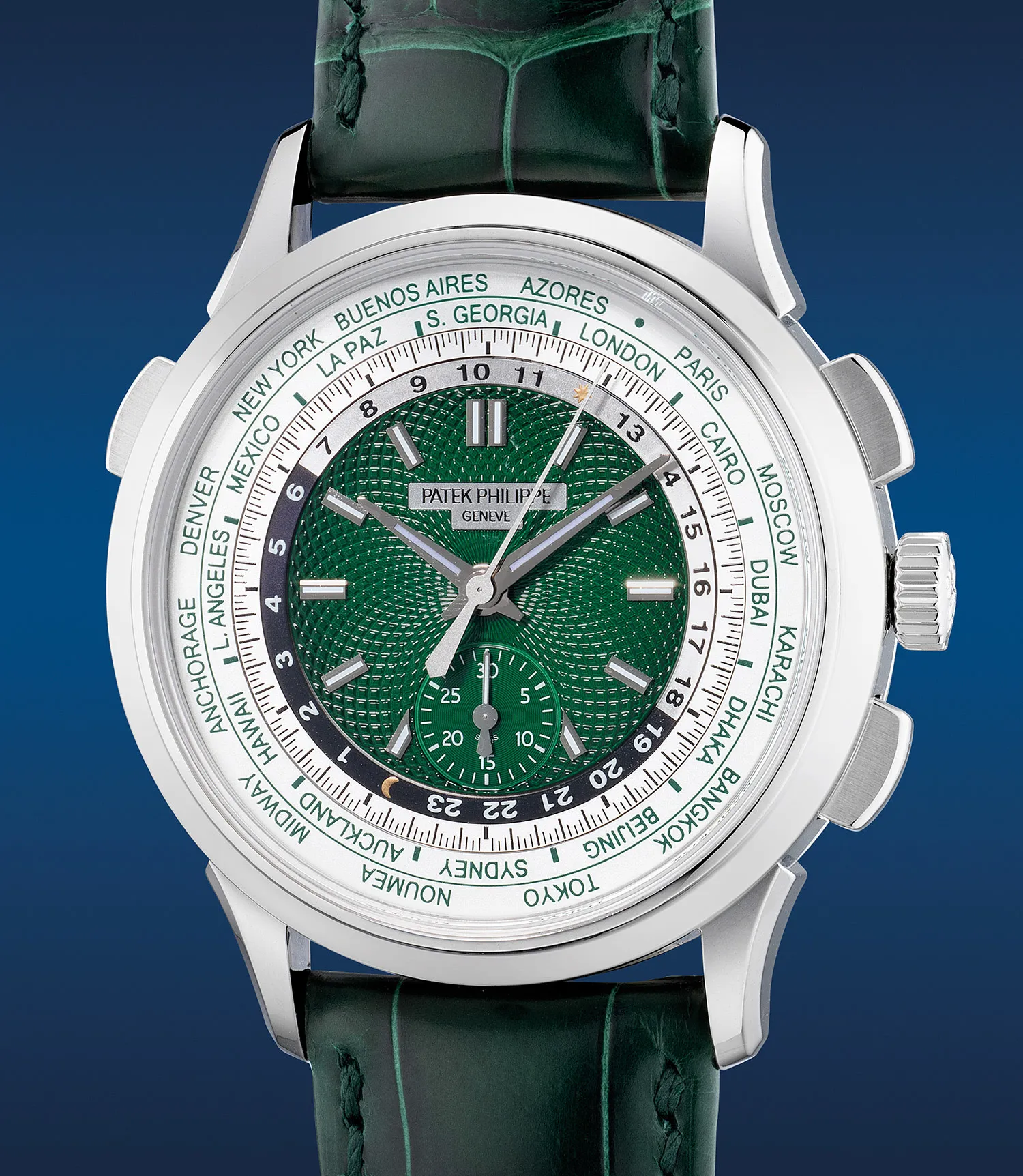 Patek Philippe World Time Chronograph 5930P-001 39.5mm Platinum Green