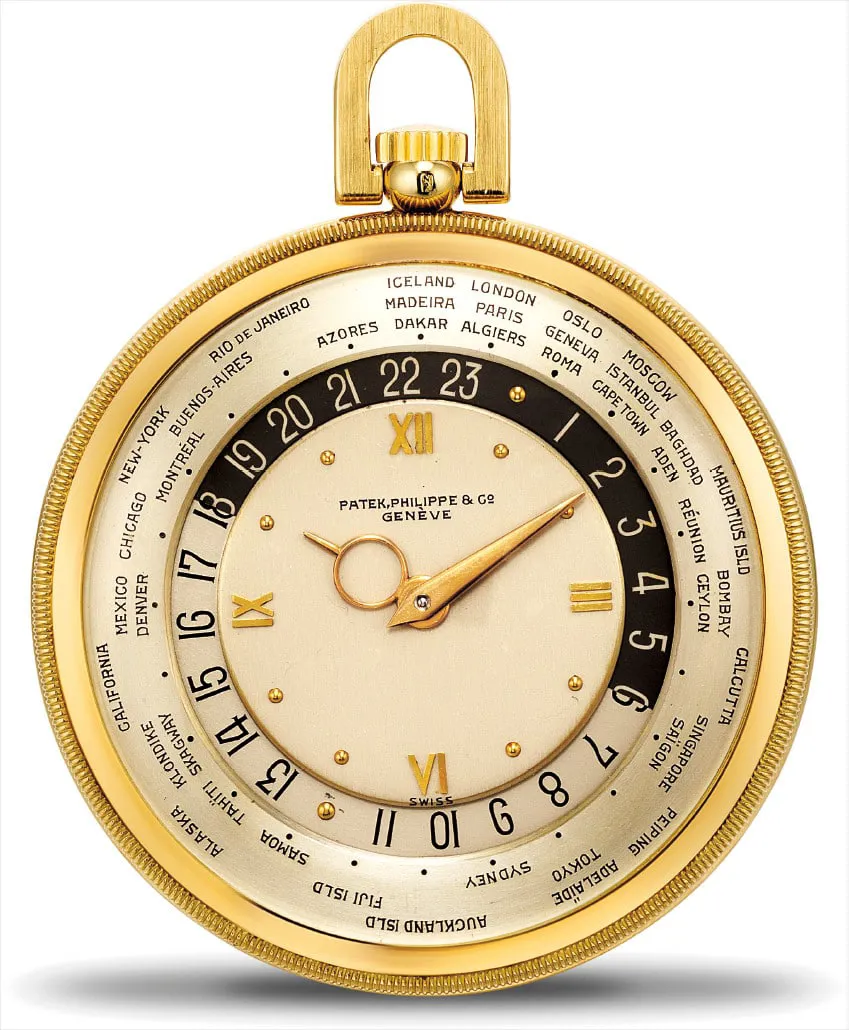 Patek Philippe World-Time Dress Watch 605HU 45mm Yellow gold Cream