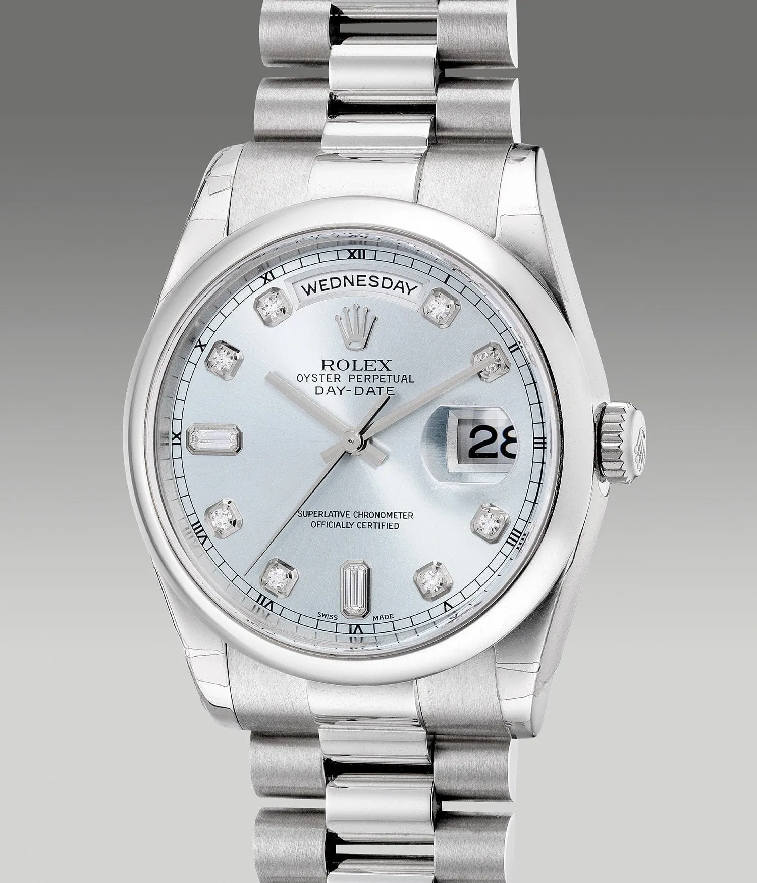 Rolex Day-Date 36 118206 36mm Platinum Light blue