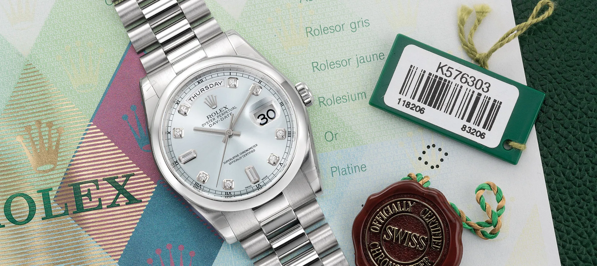 Rolex Day-Date 36 118206 36mm Platinum Light blue 1