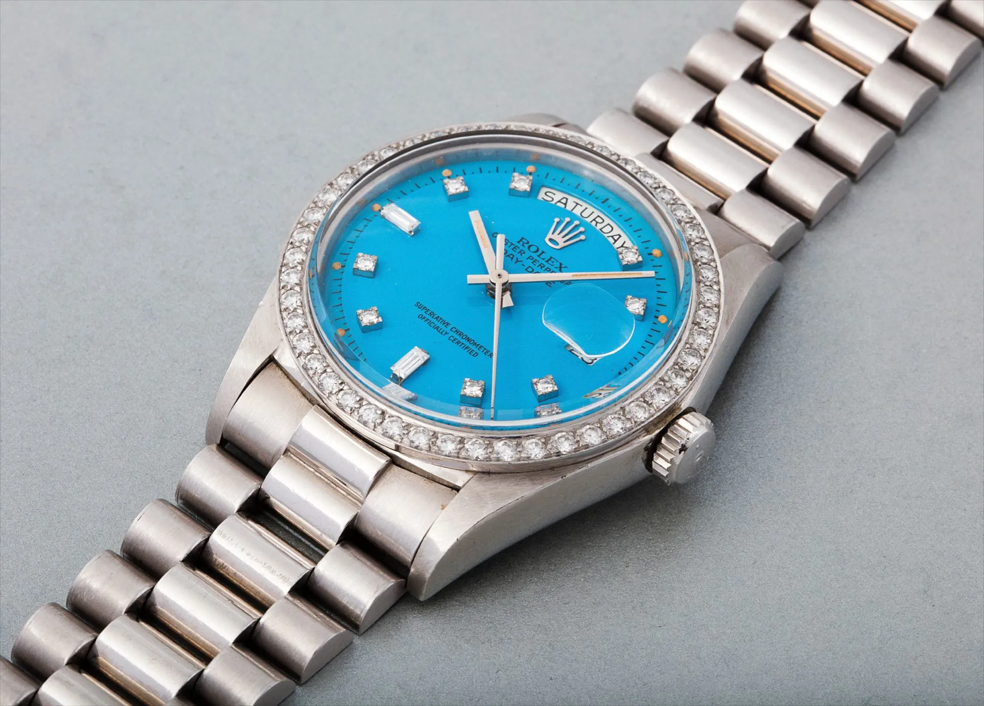 Rolex Day-Date 36 1804 36mm Platinum Blue lacquered "Stella"