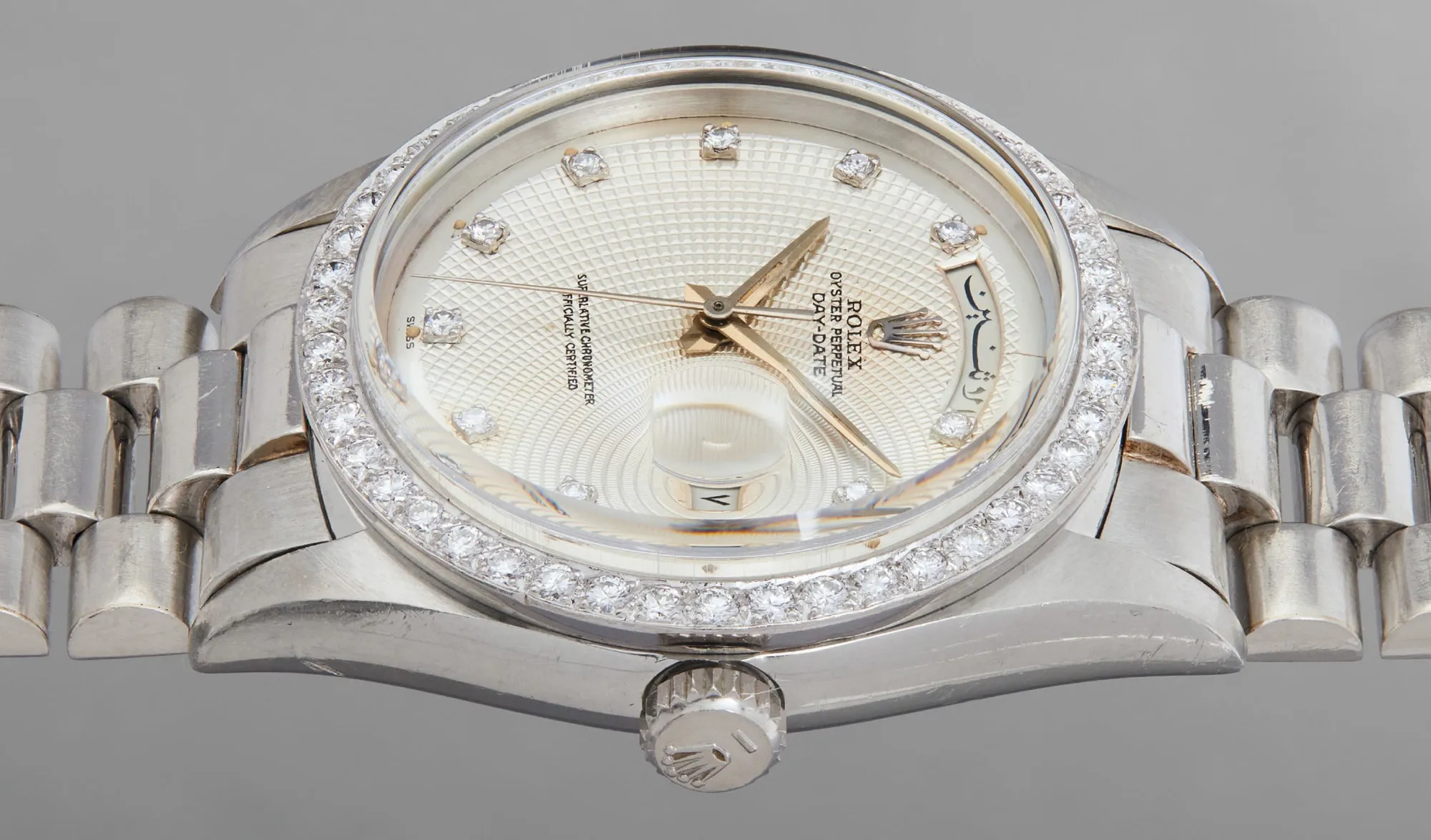 Rolex Day-Date 36 1804 36mm Platinum and Diamond Silver 2