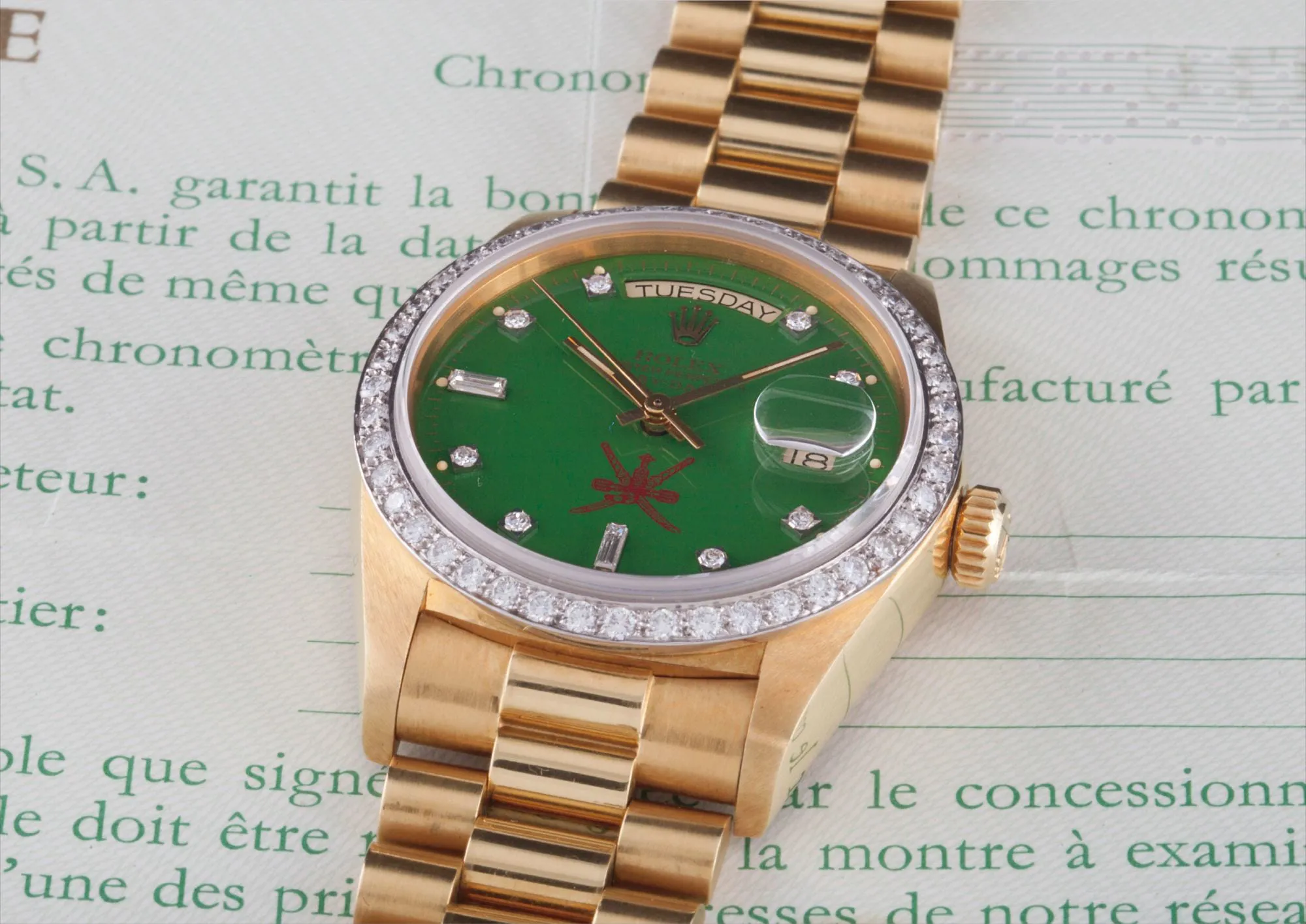 Rolex Day-Date 36 18048 36mm Yellow gold Green