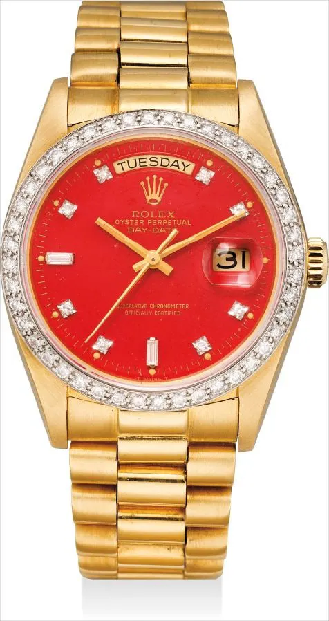 Rolex Day-Date 36 18048 36mm Yellow gold Red "Stella"