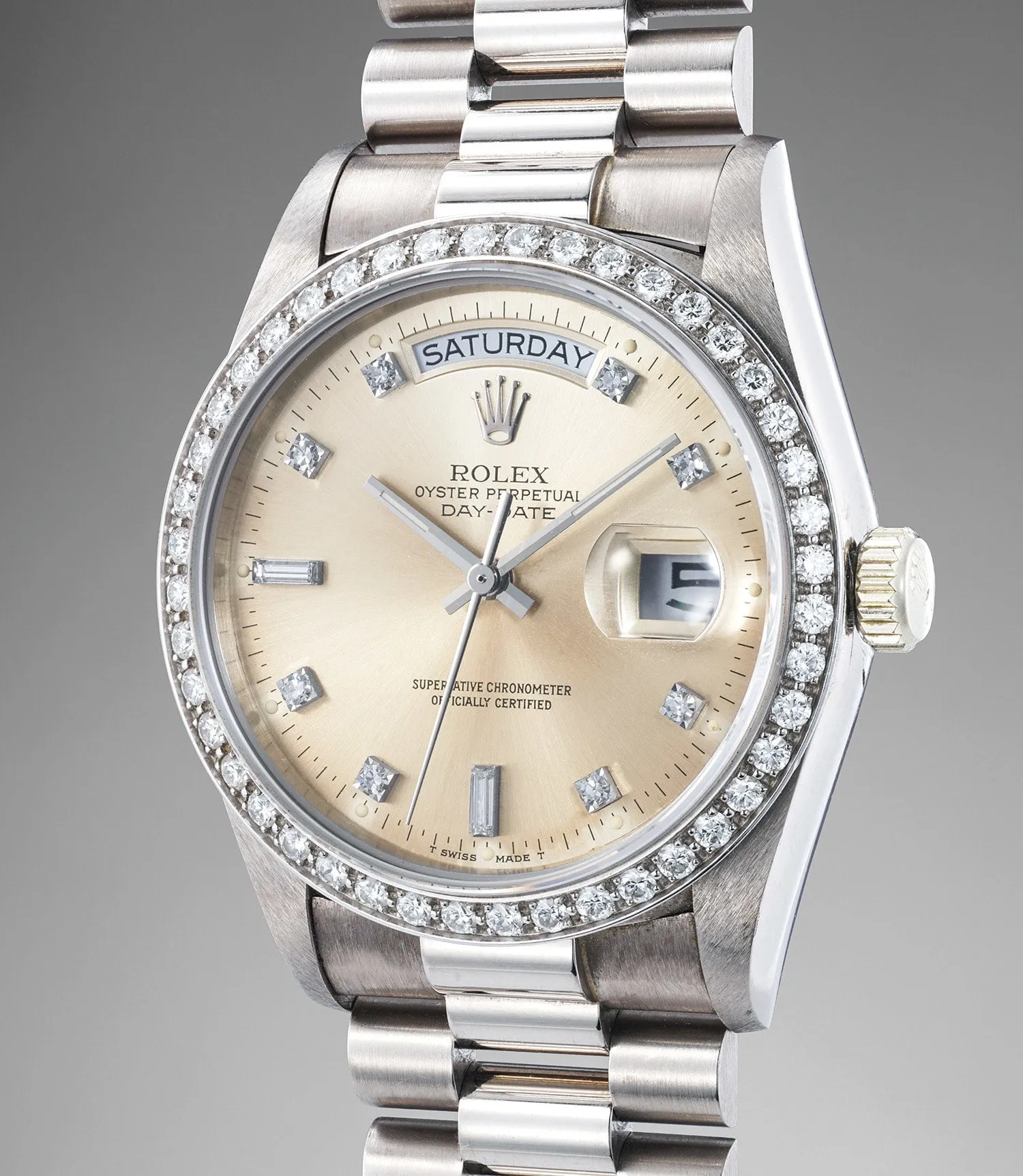 Rolex Day-Date 36 18049 36mm White gold and Diamond Champagne