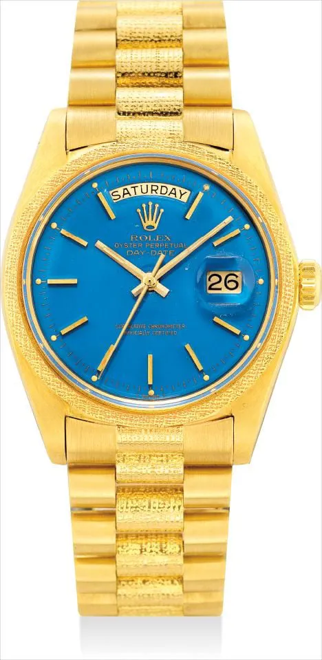 Rolex Day-Date 36 1811 36mm Yellow gold Blue lacquered "Stella"