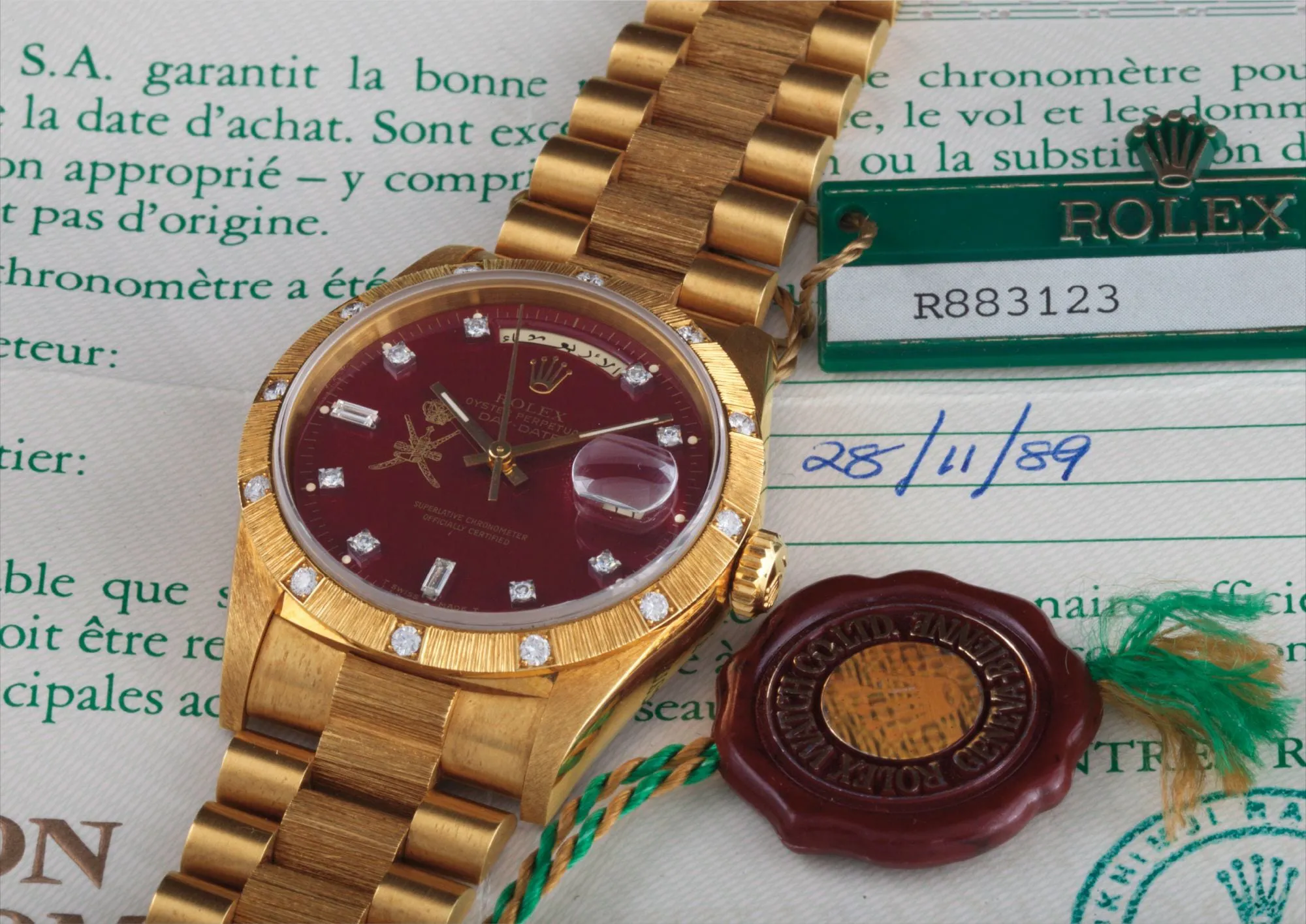 Rolex Day-Date 36 18248 36mm Yellow gold Burgundy Stella